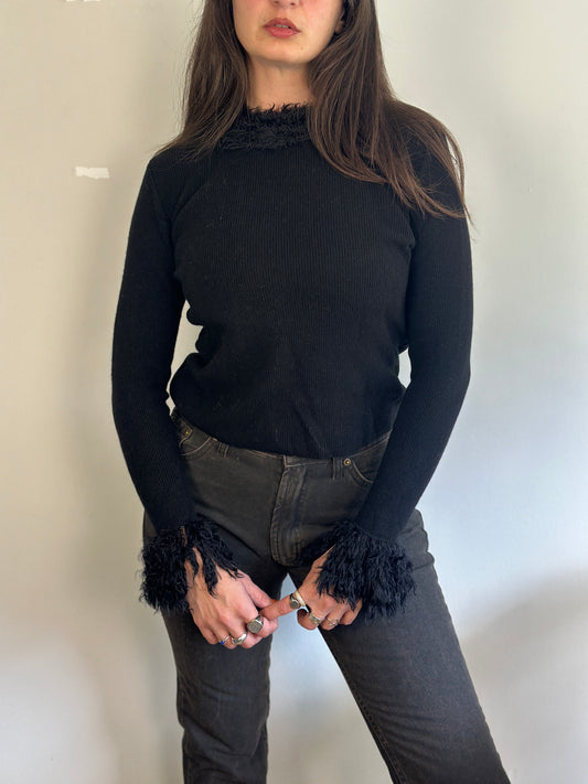 Vintage Sweater With Fur Details