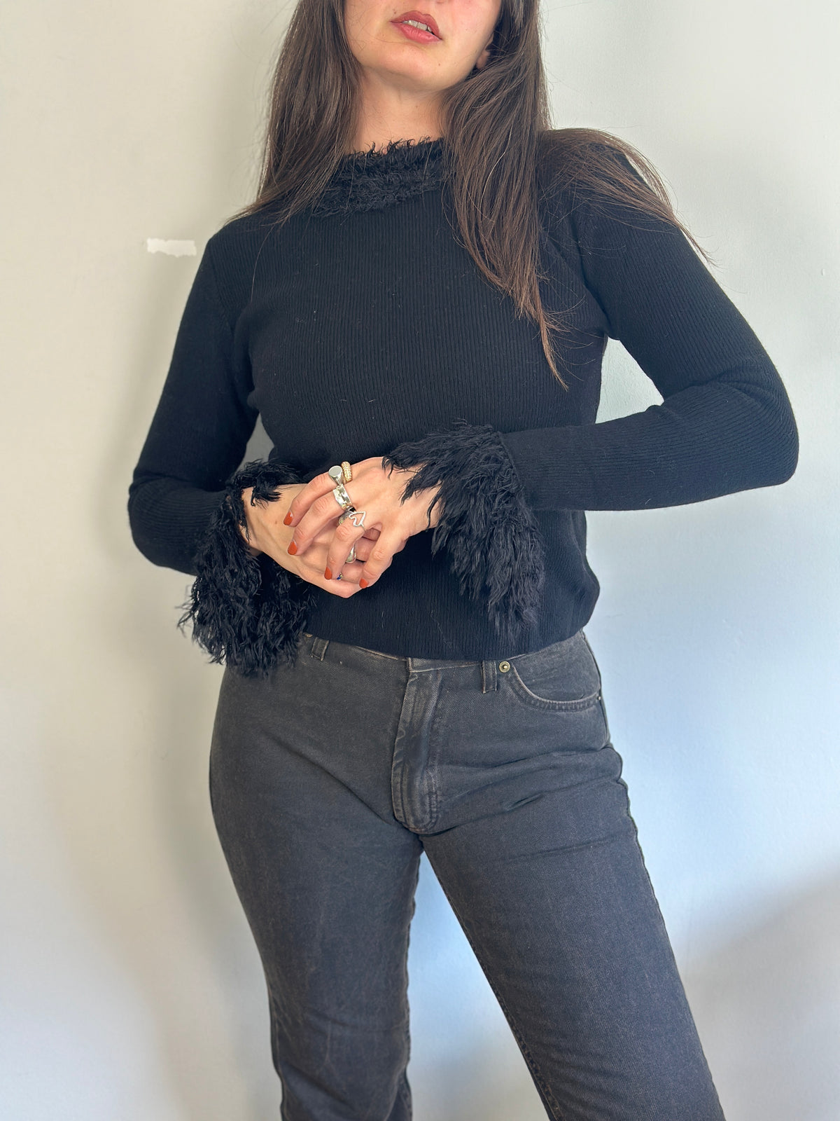 Vintage Sweater With Fur Details