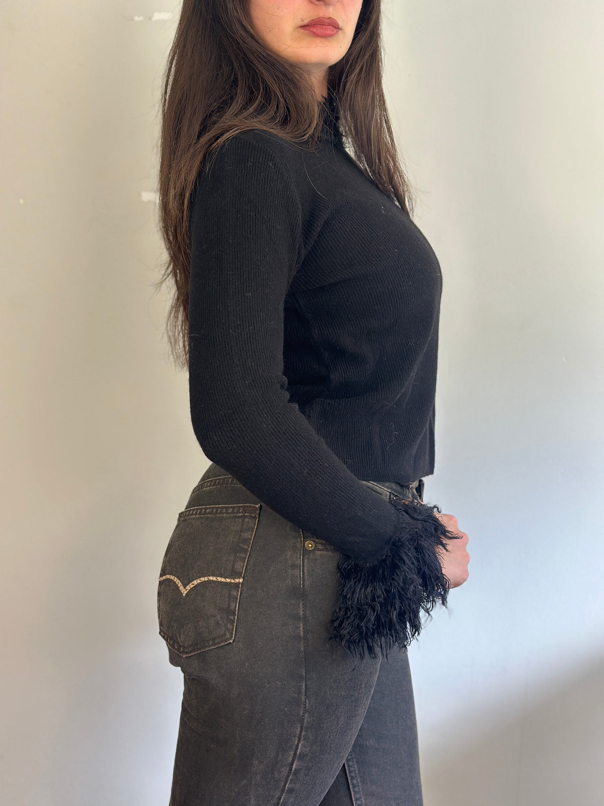 Vintage Sweater With Fur Details