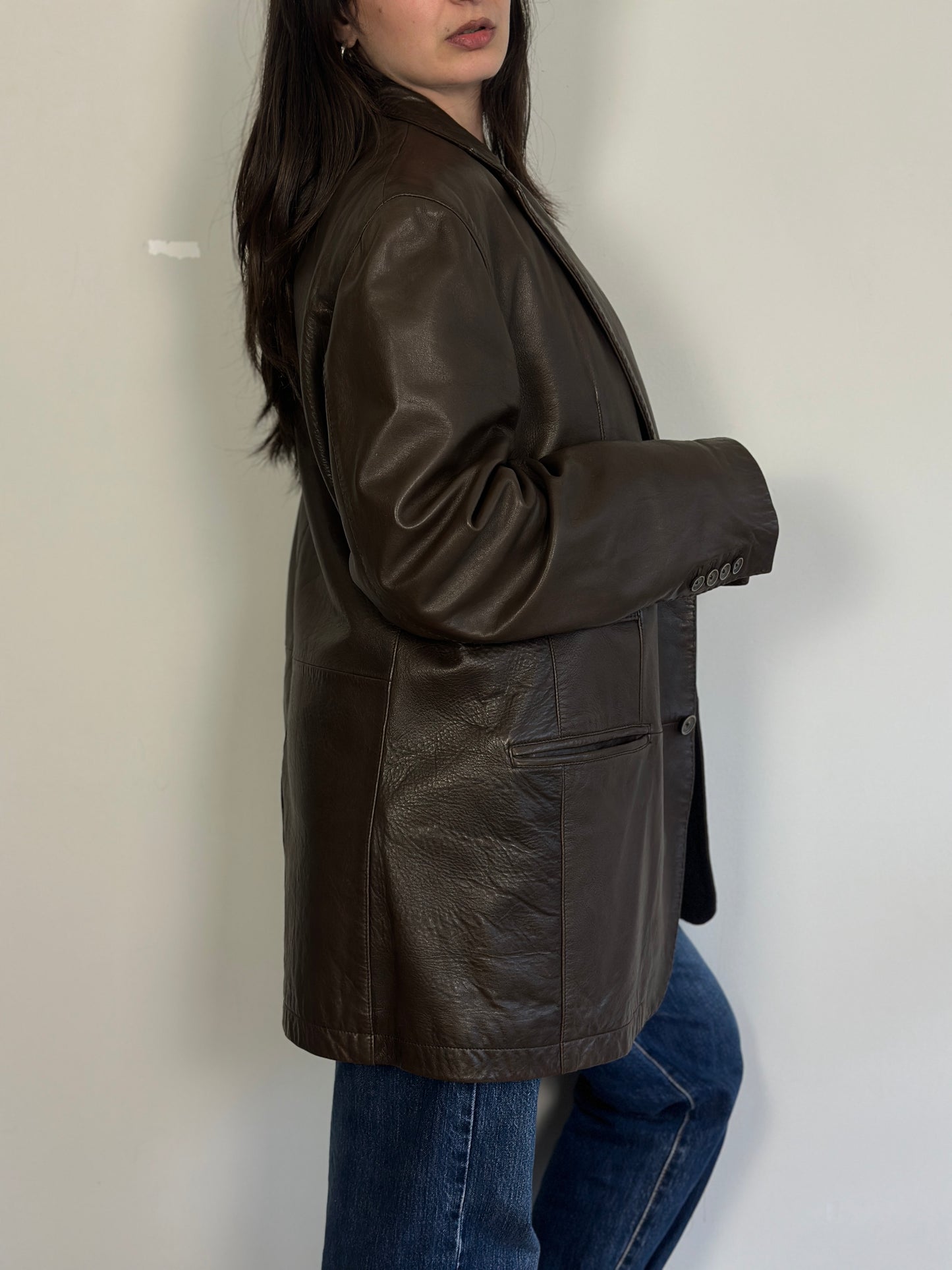 Dark Brown Leather Blazer