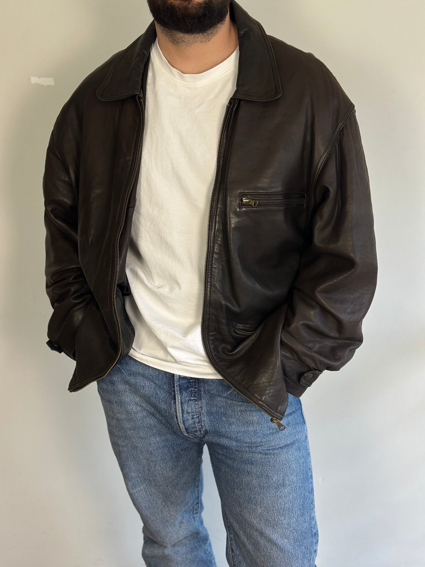 Vintage Dark Brown Leather Jacket