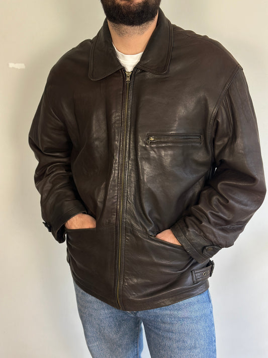 Vintage Dark Brown Leather Jacket