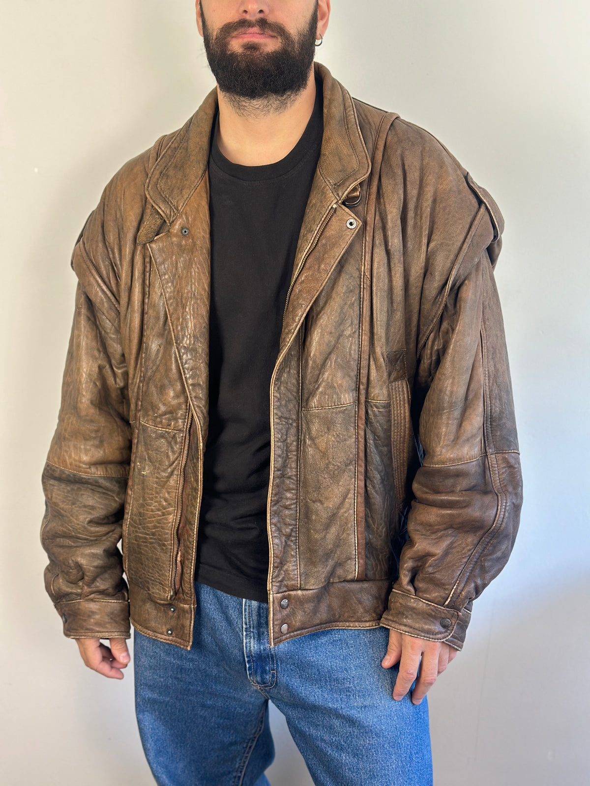 Vintage Brown Distressed Leather Jacket