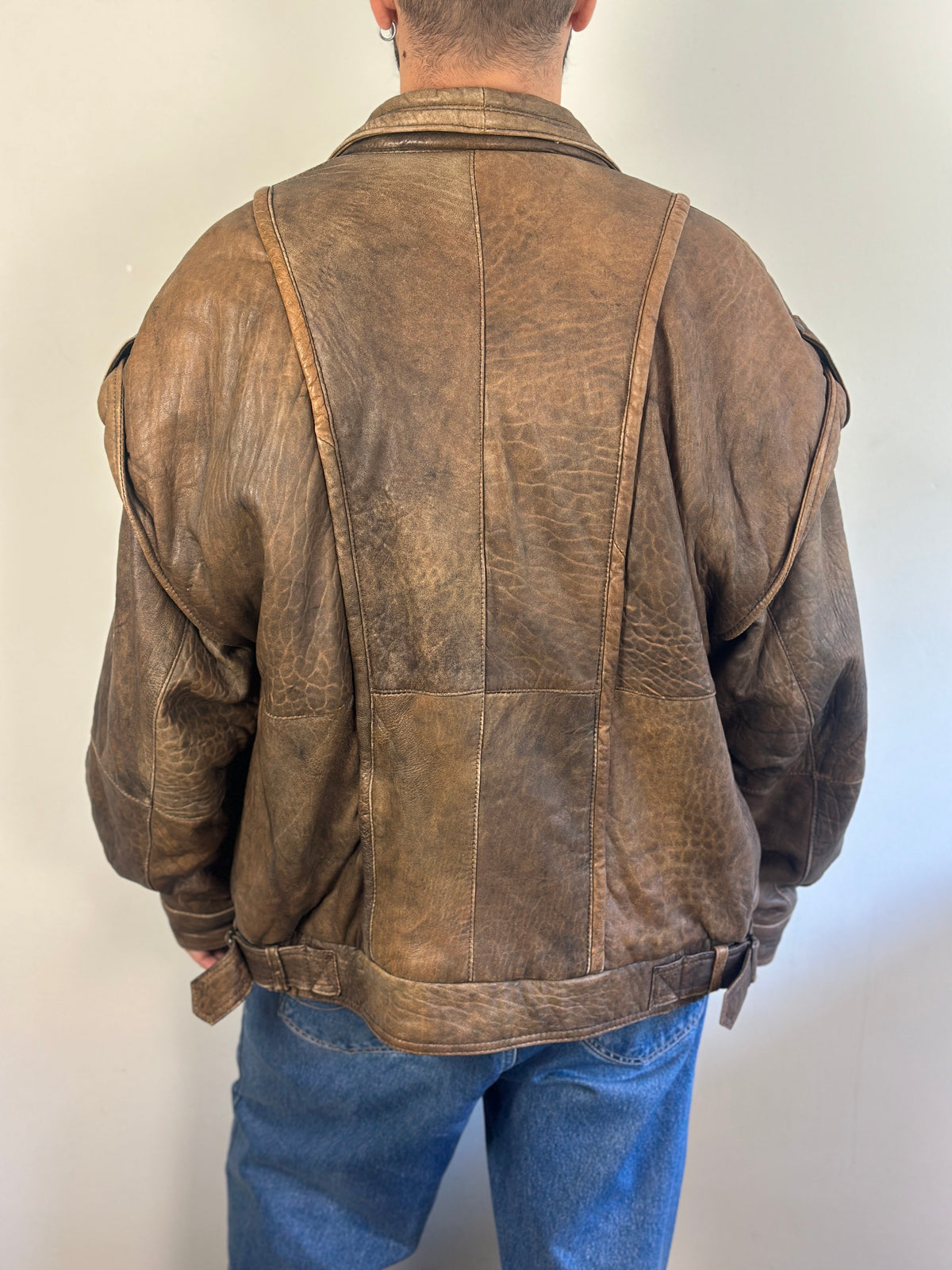 Vintage Brown Distressed Leather Jacket