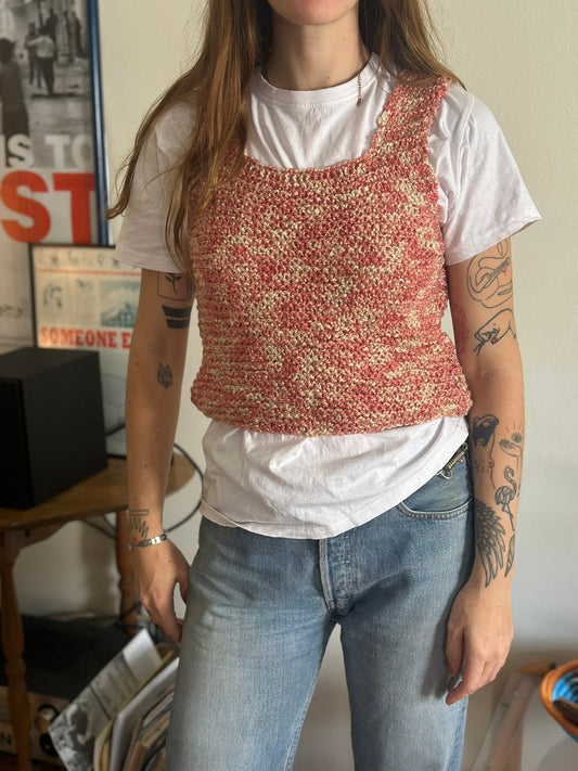 Vintage Knitted Sweater Vest / Orange
