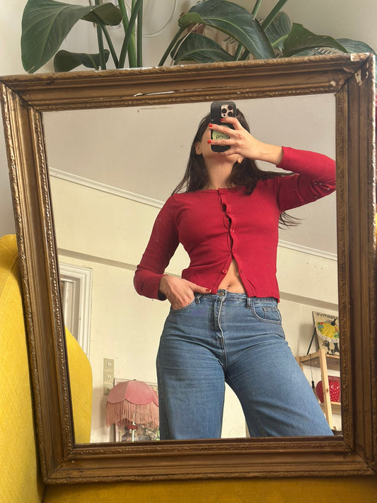 Red Cardigan Top