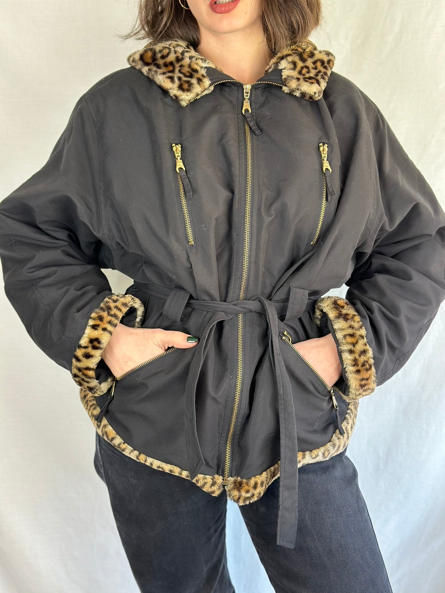 Vintage Jacket with leopard fur details