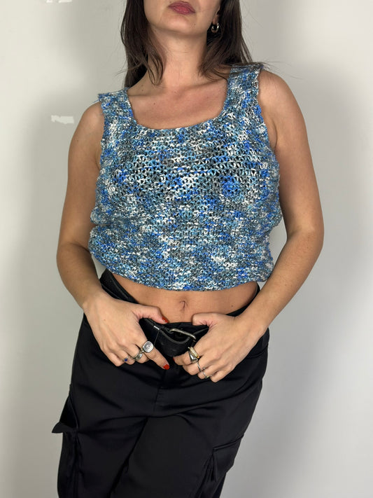 Vintage Knitted Sweater Vest / Blue